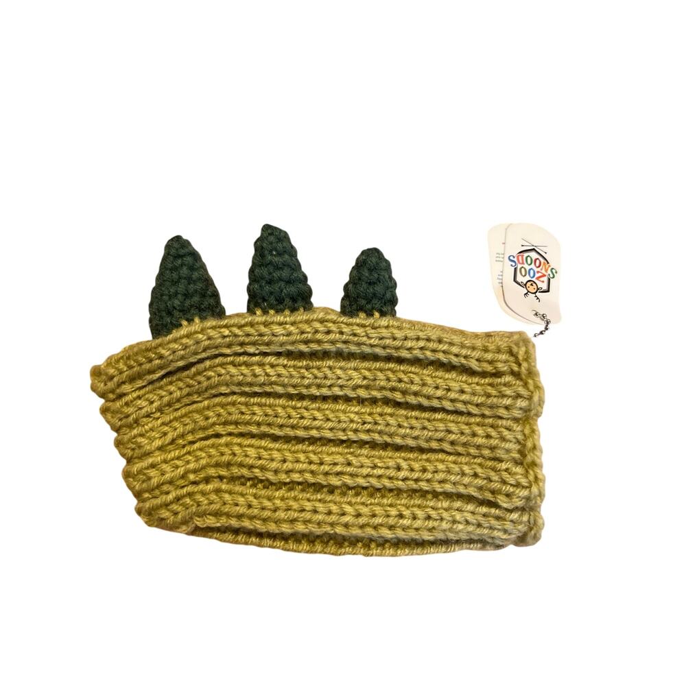 Dinosaur Dog Cat Costume Small Green Crochet Dino Snood Ear Warmer Halloween NWT